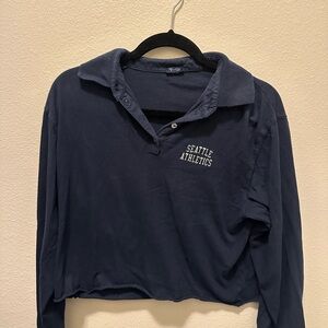 Brandy Melville Seattle Athletics Navy Button Down Shirt